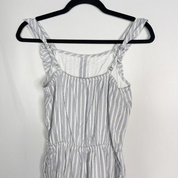 Abercrombie Kids Girls 13/ 14 White Blue Striped Ruffle Jumpsuit Cinch Pocket - Picture 8 of 12